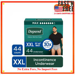 44 Ct Depend Fresh Protection Incontinence Underwear for Men, Adult Diapers, XXL