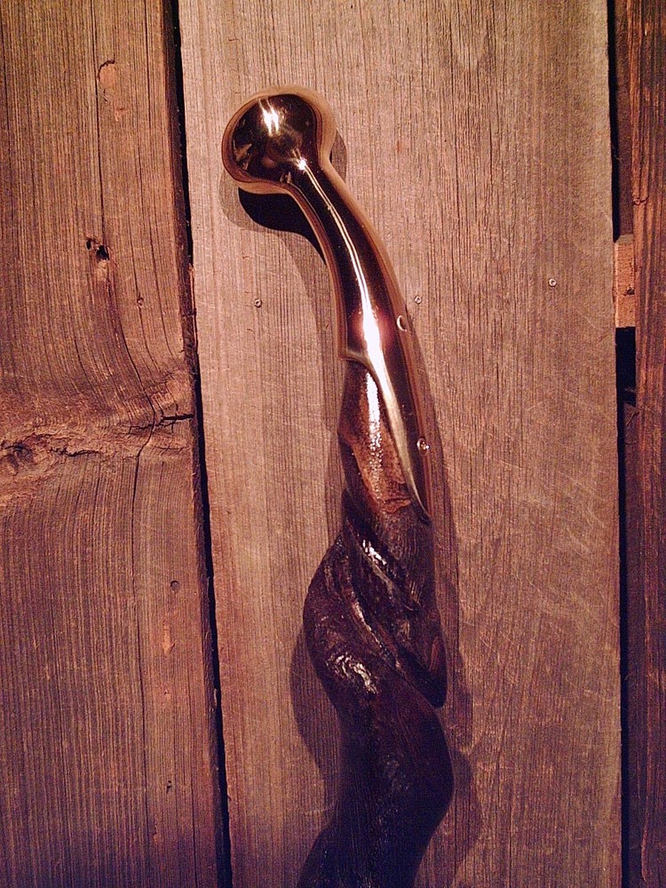 brass HAME handle walking stick cane vine spiraled shaft custom made in the USA