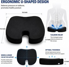 Large H-Shape Cooling Gel Seat Cushion for Long Sitting – Machine Washable Cover