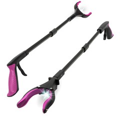 Grabber Reacher Tool-Long 32 Inch Aluminum Foldable Pick Up 32″ 2-Pack, Pink