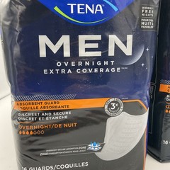 (4-PACK) NEW TENA Men’s Overnight Extra Dry Coverage Absorbent Guards- 64 COUNT