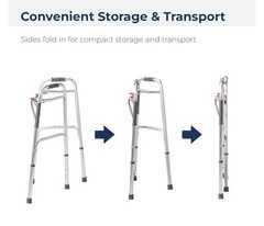 Drive Medical 10200-1 Deluxe 2-Button Folding Walker, Silver Brand New