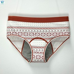 3pcs Geometric-Print Period Mid-rise Underwear Women 4-Layer Leak Protection