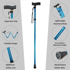5-Level Adjustable Lightweight Cane with Wrist Strap – Travel-Friendly Design