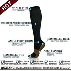 Copper Compression Socks for Men & Women 15-20mmHg Knee High for Athletic Travel