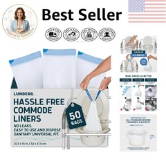 Universal Fit Commode Liners – 50 Count Disposable Toilet Bags for Caregivers