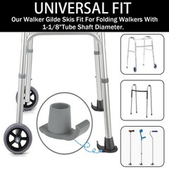 Walker Glide Skis, 4 Pcs Universal Fit Walker ski Glides,Easy to Use Rubber W…