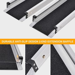 2 Pack Telescopic Aluminum Alloy Wheelchair Ramp 4/6/8 Ft Mobility Ramp 660 Lbs