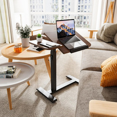 Adjustable Overbed Table with Tilting Top & Locking Wheels – Walnut Finish