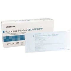 McKesson Sterilization Pouch Transparent Blue White 5.25 x 10″ Self Seal 200 Ct