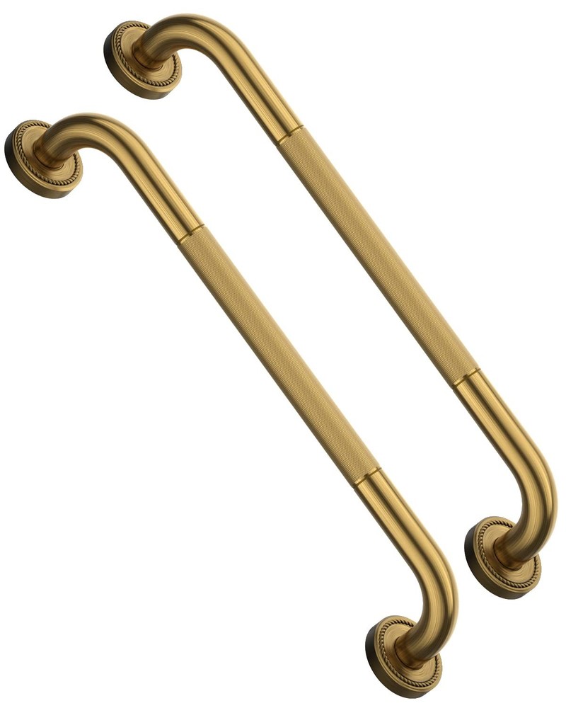 2 Pack 20 Inch Bronze Shower Grab Bar Gold, Antique Brass Bathroom Grab Bar w…