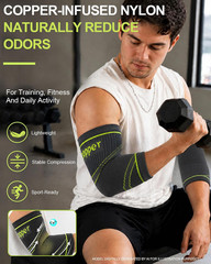 Elbow Compression Sleeves (2 Pack), Copper Elbow Brace for Tennis & Golfer’s …
