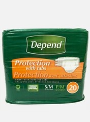Depend Protection Briefs with Adhesive Tabs S/M 19-34 20 Count Unisex