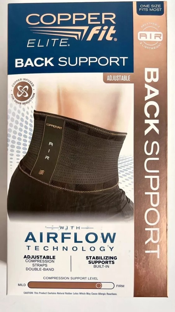 Elite Copper Back Support Compression Adjustable Straps Stabilizing Airflow