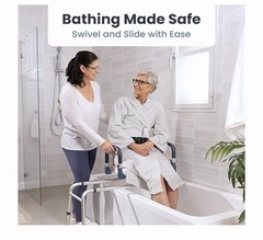Sliding Shower Chair Tub Transfer Bench with Swivel Seat Bench for Elderly 360.