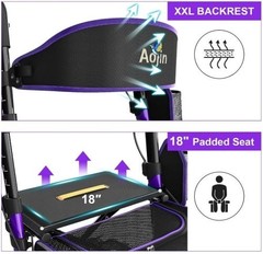 Aojin Lightweight & Foldable Rollator Walker w/Seat, 8″ All-Terrain, 18″ Seat…
