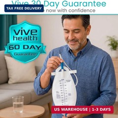 Vive Foley Catheter Leg Bag w/Easy-Tap 18″ Tube – Urinary Drainage Bag, 1000mL,