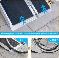 2-10 ft Aluminum Multi-Folding Wheelchair Scooter Mobility Ramp Portable 600 LB
