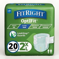Medline FitRight Ultra Incontinence Briefs 2XL Unisex Adult Diapers 60-70 in