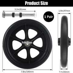 2 Pcs Walker Wheels Replacement 8 Inch Solid Wheelchair Front Wheels, Anti-Slip
