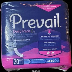 5 packs ~Women’s Prevail Daily Pads for Bladder Leaks-20 Cnt Moderate absorbency