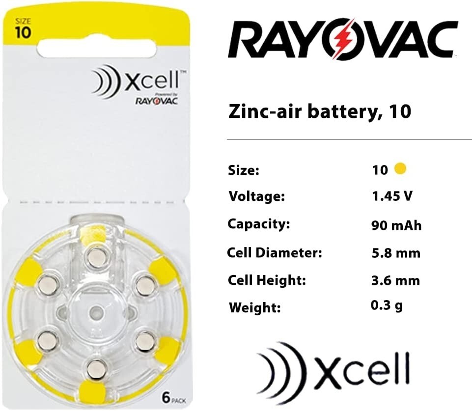 60 count RAYOVAC Xcell, EXTRA Advance Hearing AID Batteries SIZE 10 Expires 2026