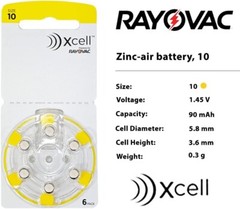 60 count RAYOVAC Xcell, EXTRA Advance Hearing AID Batteries SIZE 10 Expires 2026