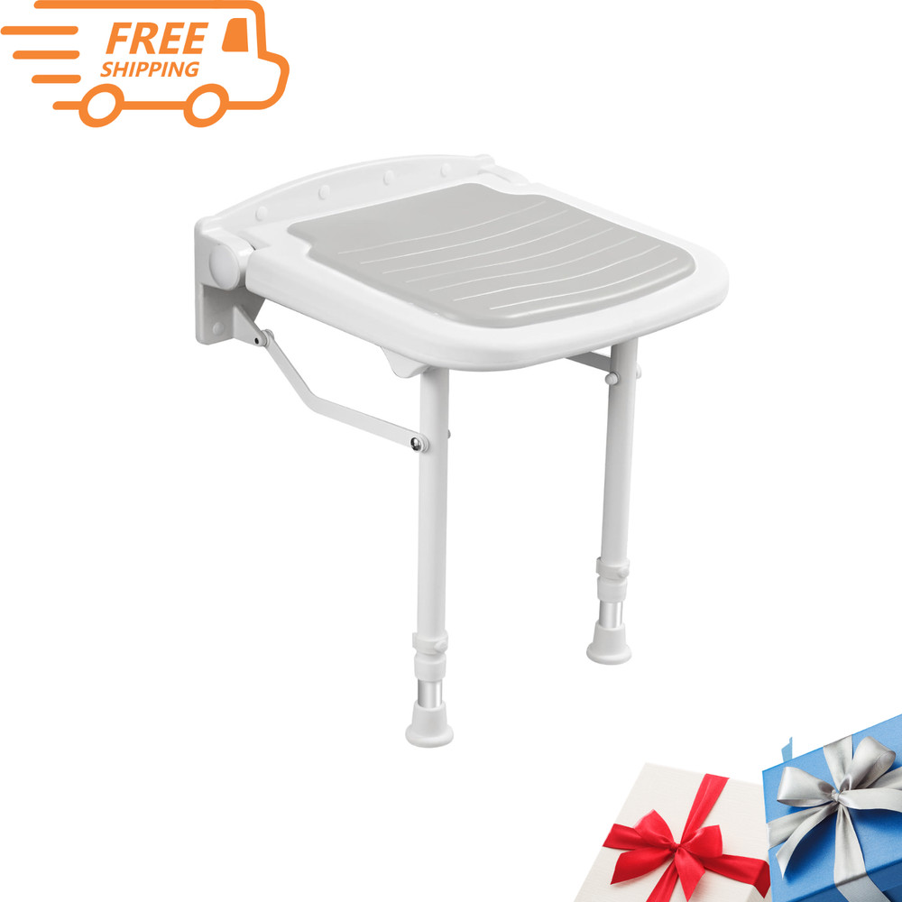 NEW Wall Mounted Shower Seat 550lbs Adjustable Height Fold Down Folding Shower B