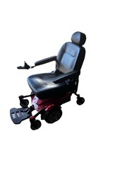 Jazzy Power Wheelchair w/ Joystick, Padded Armrests, Footrest, 4-Wheel Red/Black