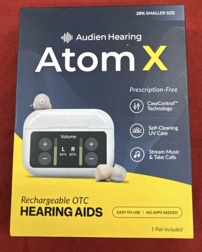 Audien Hearing Atom x Wireless Rechargeable OTC Hearing Aids **NEW**