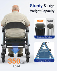 Rollator Walker with Seat, Foldable Walkers for Seniors with Seat, Thickened Fra