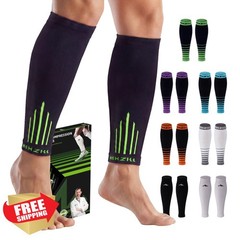 NEWZILL Compression Calf Sleeves XX-Large Black/Green 20-30mmHg