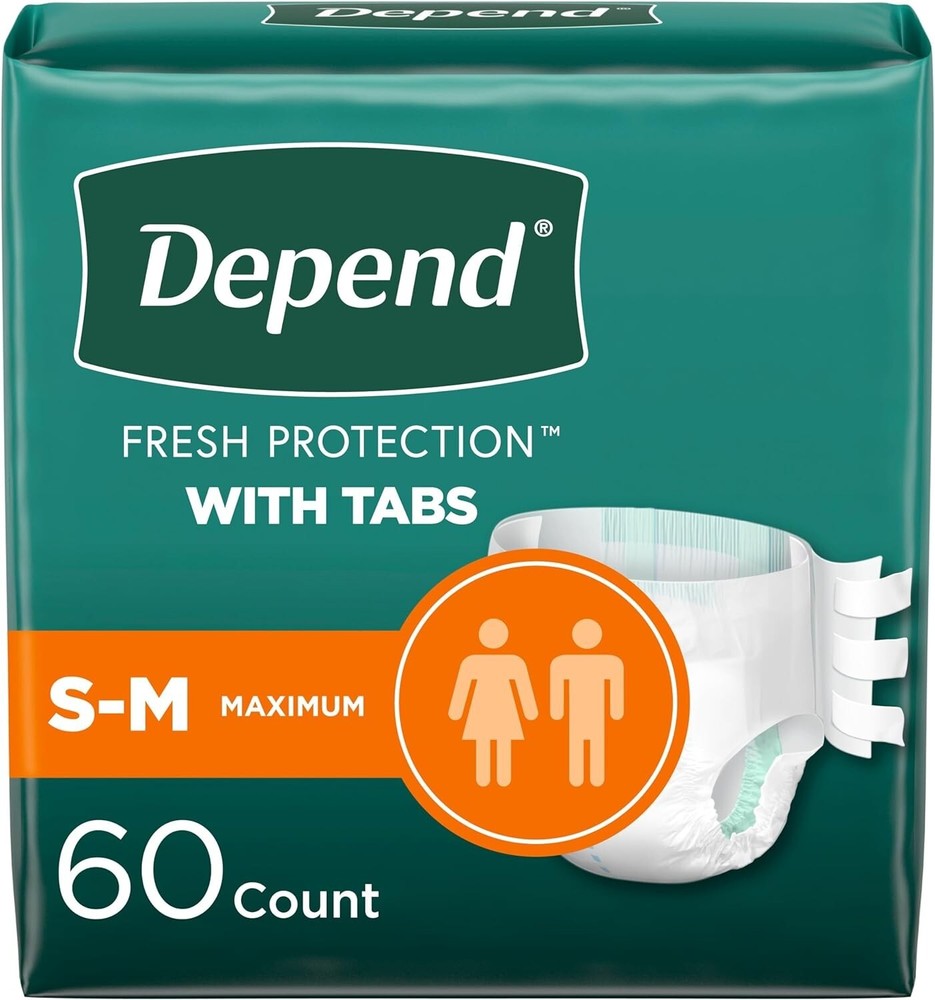 Depend with Tabs Incontinence Protection – Unisex – Sm/Med- 60 Ct (3×20) ✅✅✅