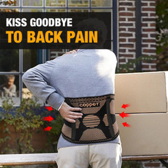 Copper Lumbar Waist Support Brace Belt Lower Back Pain Relief for Men Women