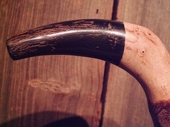 walking stick BLACK WATER BUFFALO handle for smaller sized hands MADE IN THE USA