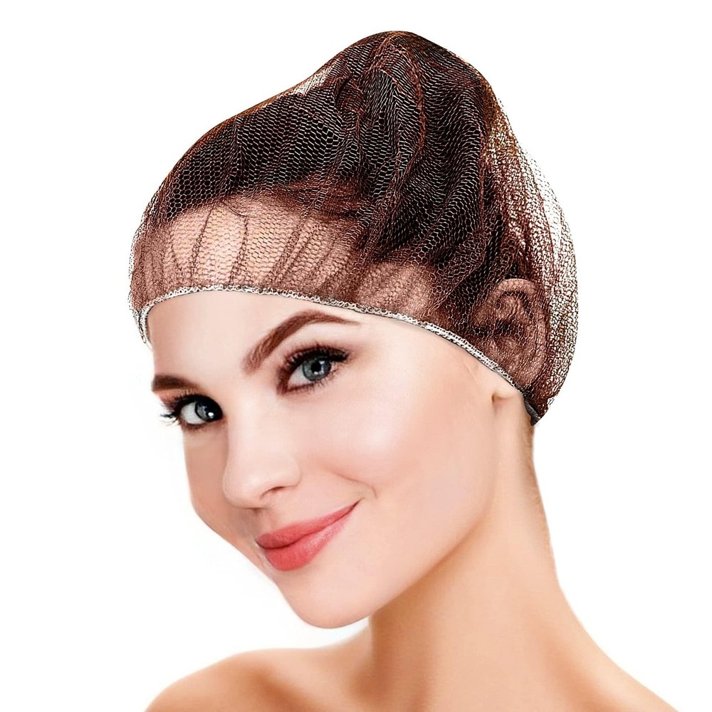 AMZ Medical Supply Brown Disposable Hair Net 18 Inch. Pack of 100 Nylon Kitchen