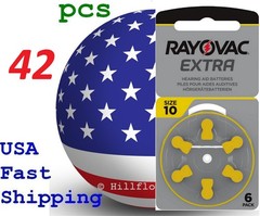 42 pcs A10 10 Size 10 PR70 Rayovac Extra Card 1.5V Zinc Air Hearing Aid Battery