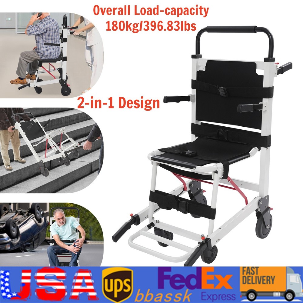 EMS Mobility Transport Chair w/6″ Wheels – No Assembly, 400lbs Aircraft Aluminum