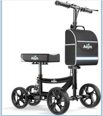 Aojin WB-2201 Foldable Knee Scooter Walker Steerable Basket 300 lb Black