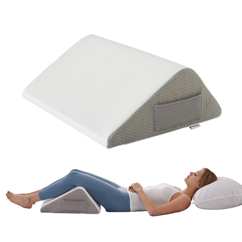 Bedluxe Knee Pillow For Back Sleeping Leg Pillow Knee Wedge Pillow Memory Foam
