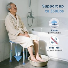 Adjustable Swivel Bath Seat Shower Chair for Tub & Shower – Elderly & Disabled U
