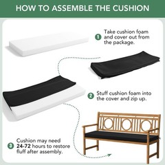 Summsun Outdoor Bench Cushion: Waterproof and Fade 45x18x3 Inch, Black