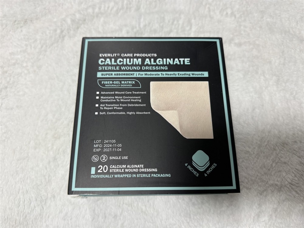 EVERLIT CALCIUM ALGINATE STERILE WOUND DRESSING BOX OF 16 4×4″ FIBER-GEL MATRIX