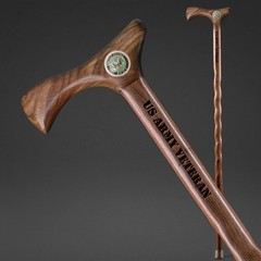 Brazos US Veterans Army Handcrafted Walnut Walking Cane – 37″ Solid Wood Militar