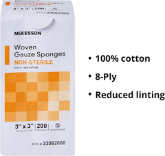 Non-Woven Sponges, Non-Sterile, 4-Ply, High Absorbency, Polyester/Rayon, 4 in X