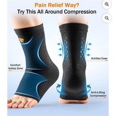 WHCOOL Ankle Brace, 7-Zone Compression Sleeve for Pain Relief & Recovery, Black