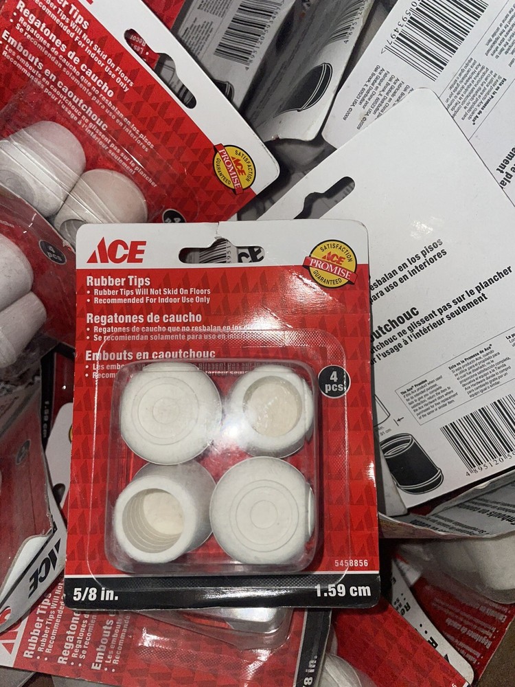 Ace 4 Pcs White Rubber Cane Crutch Chair Tip Bottoms 5/8″ 16mm Skid Protection