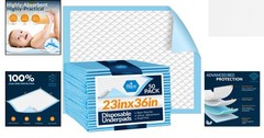 Super Absorbent Disposable Chux Pads 23×36 – 50 Count for Ultimate Hygiene