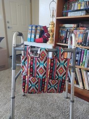 Multicolor Fabric Walker Bag with Multiple Pockets for Adults, Indoor, Outdoor.