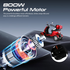 800W Mobility Scooter 15mph 31mi Range, LED, 440lb
